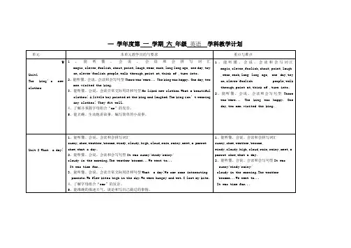 秋译林版六年级英语上册教学计划.doc