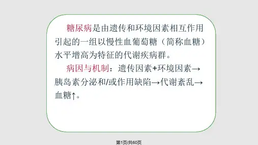 糖尿病病人的护理及健康教育PPT课件