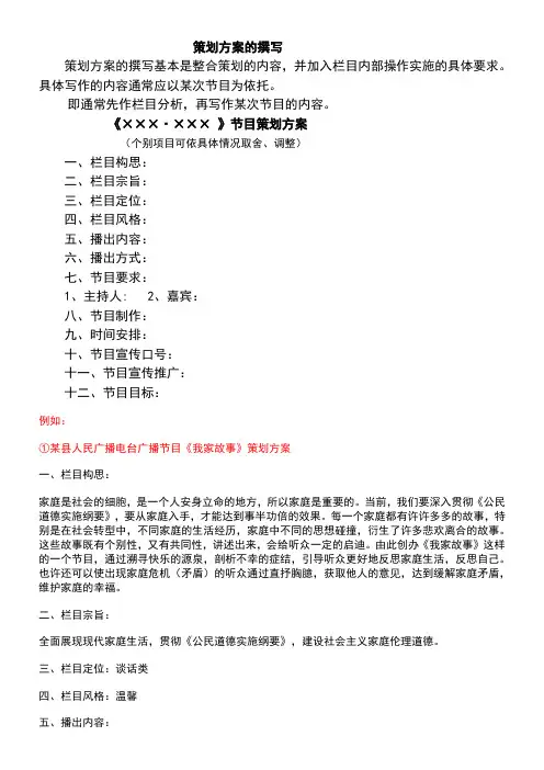 策划方案的撰写