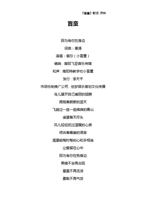 《盲童》歌词 伊琳