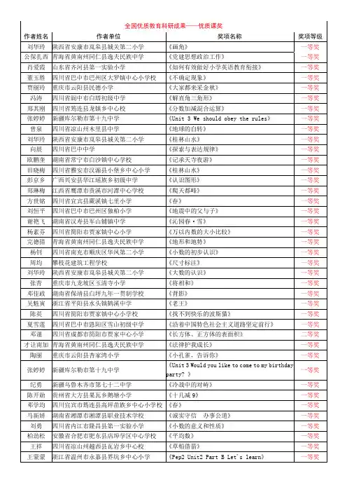 全国优质教育科研成果优质课奖