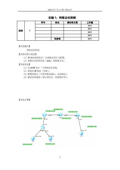 网络安全实验五-网络访问控制