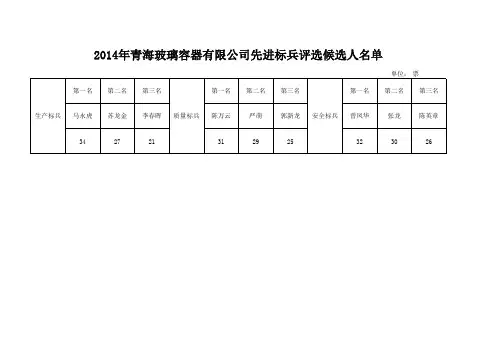 2014评选标兵
