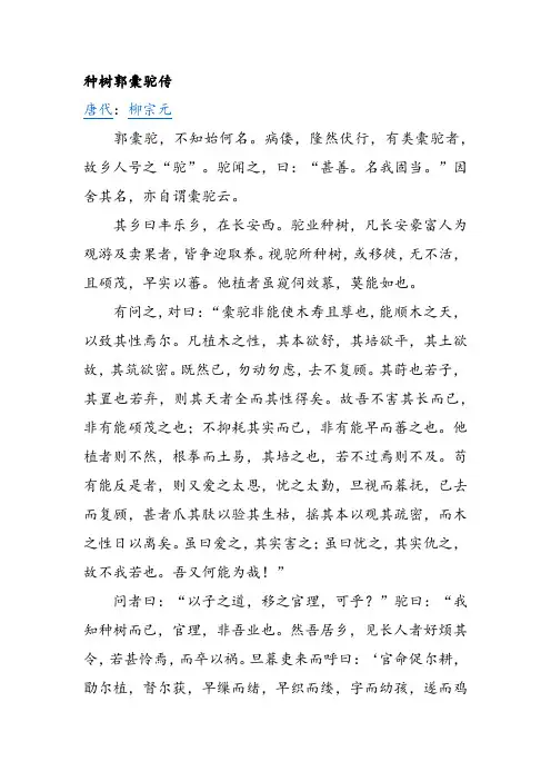 高中古诗文欣赏之种树郭橐驼传