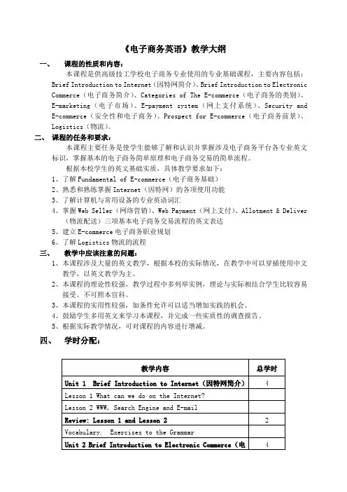 《电子商务英语》教学大纲g