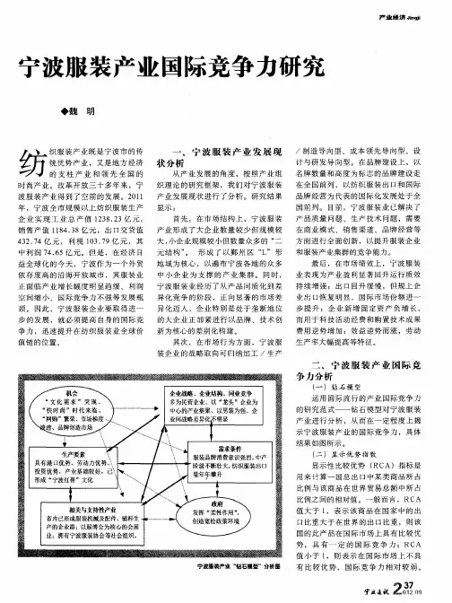 宁波服装产业国际竞争力研究