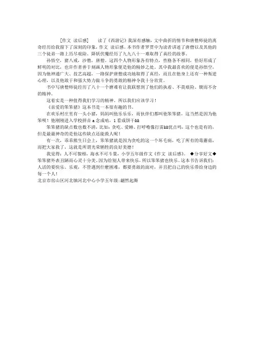 作文 读后感
