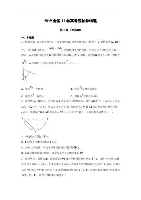 【全国卷Ⅱ】2019年高考终极压轴卷：物理试题(Word版,含答案解析)