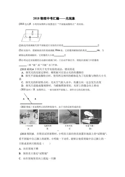 2018物理中考分类汇编--光现象