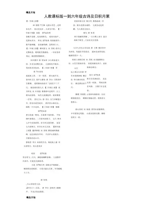 最新[小学语文总复习]人教版一至六年级古诗词及日积月累资料