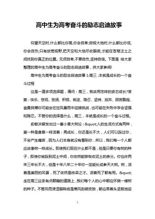 高中生为高考奋斗的励志启迪故事