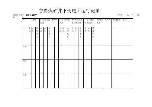 井下中央变电所运行运行记录