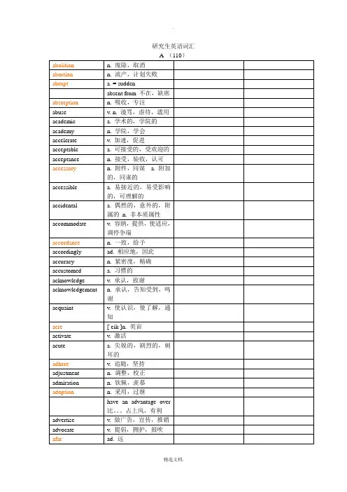 研究生英语词汇(学生版)