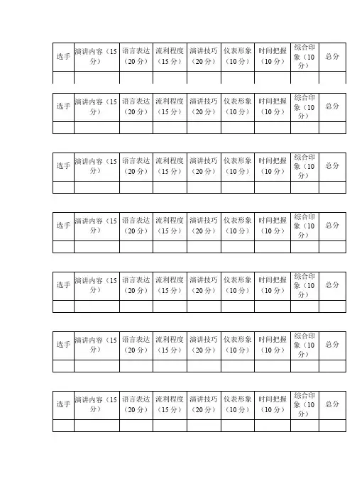 高中英语演讲比赛评委评分表
