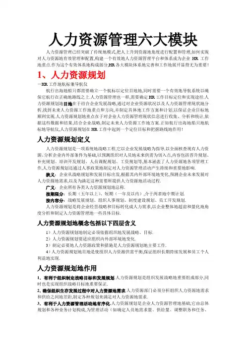 人力资源六大模块(人力资源规划招