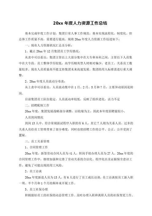 人力资源工作总结 2