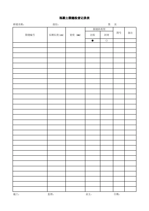 混凝土裂缝检查记录表