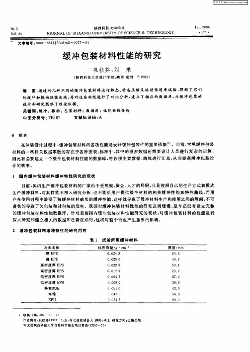 缓冲包装材料性能的研究