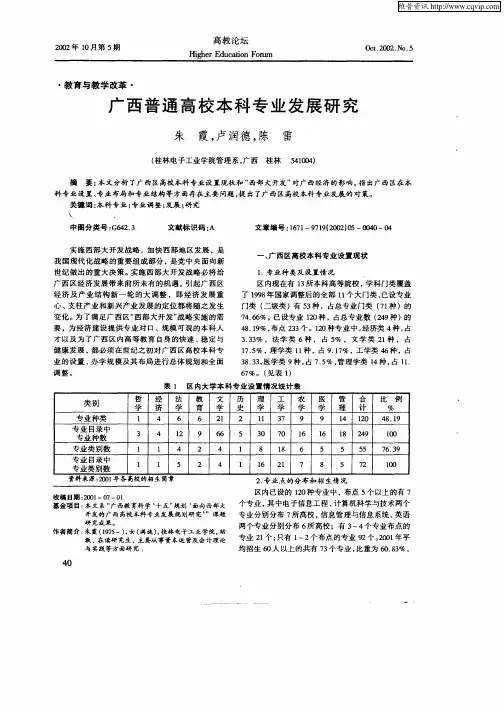 广西普通高校本科专业发展研究
