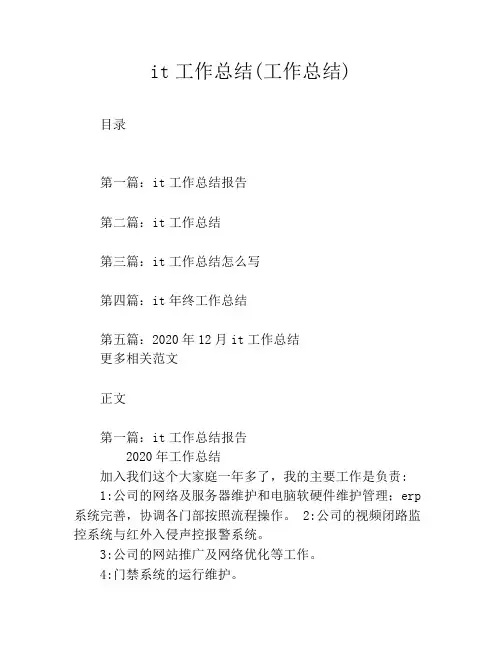 it工作总结(工作总结)