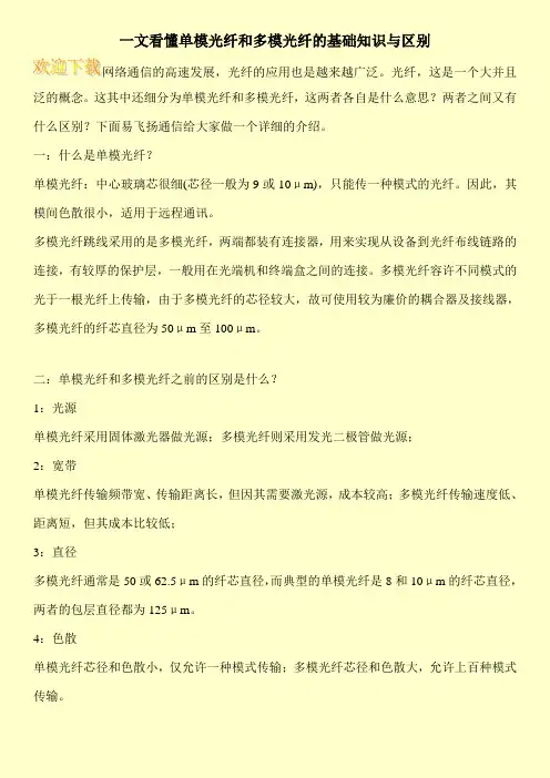 一文看懂单模光纤和多模光纤的基础知识与区别