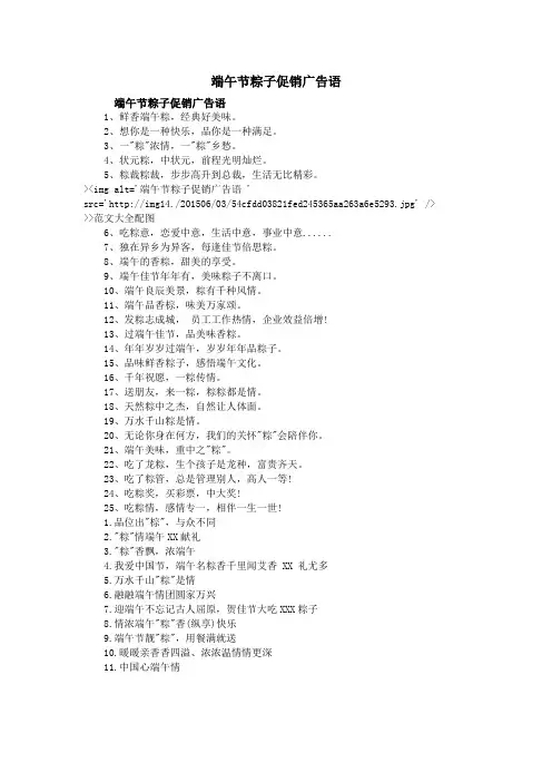端午节粽子促销广告语