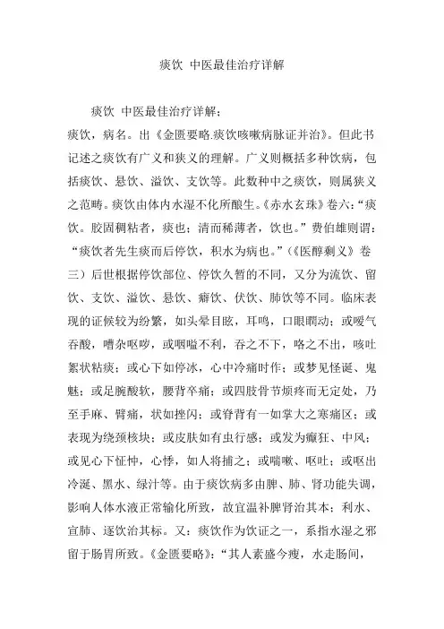痰饮 中医最佳治疗详解