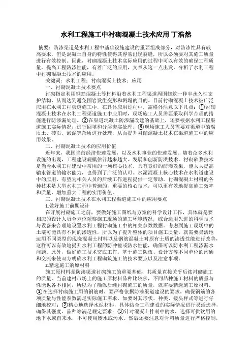 水利工程施工中衬砌混凝土技术应用 丁浩然