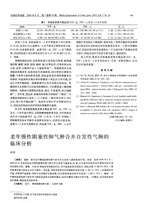 老年慢性阻塞性肺气肿合并自发性气胸的临床分析