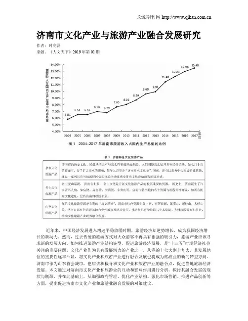 济南市文化产业与旅游产业融合发展研究