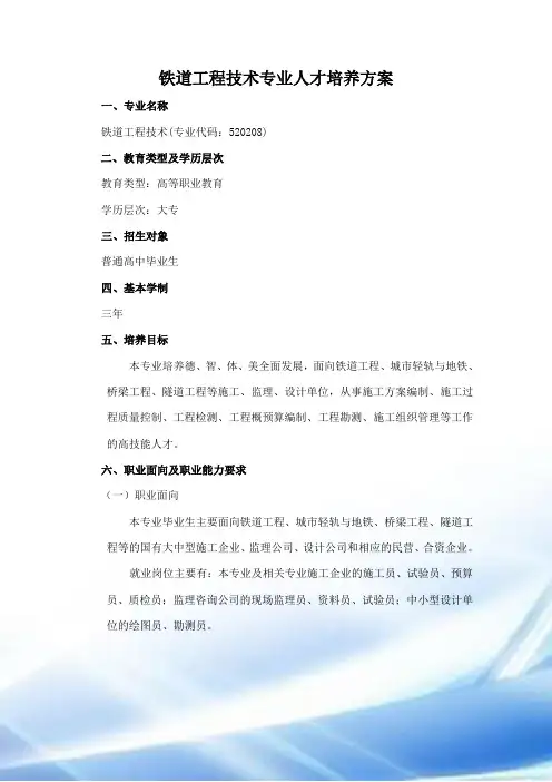铁道工程技术专业人才培养方案