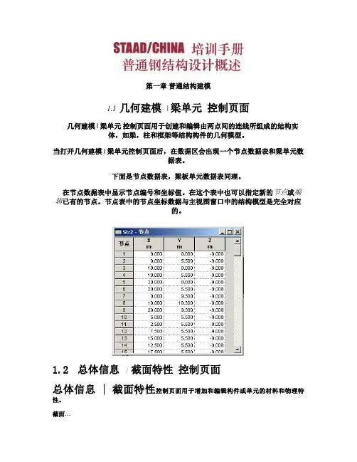 ★★STAAD CHINA培训手册-普通钢结构 超级好的学习资料