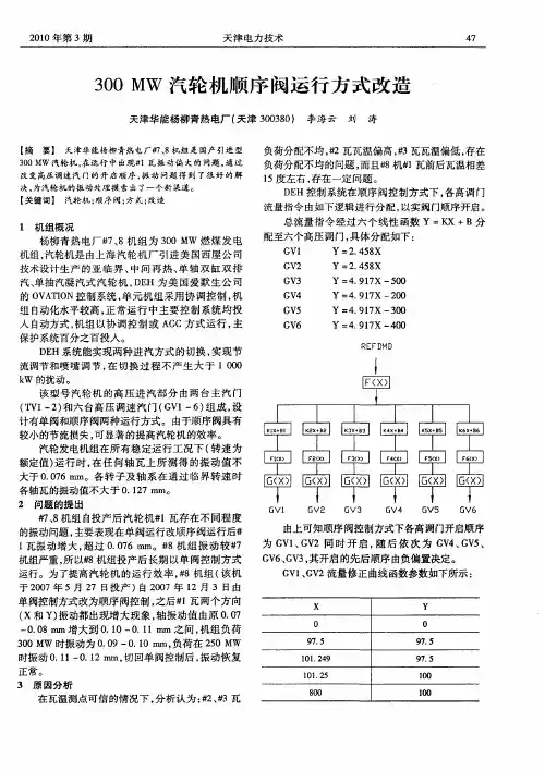 300MW汽轮机顺序阀运行方式改造