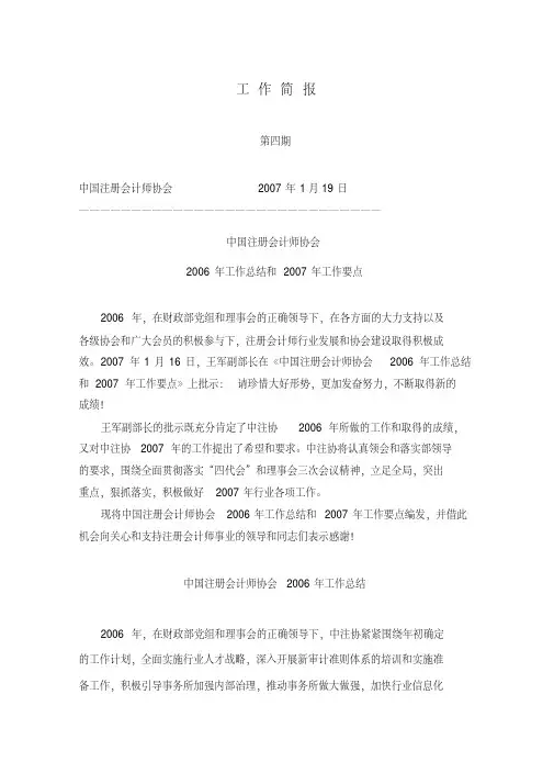2006年工作总结和2007年工作要点