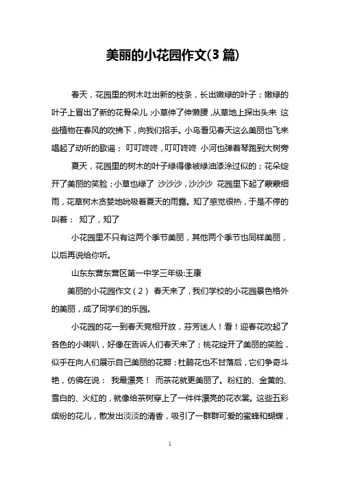 美丽的小花园作文(3篇)