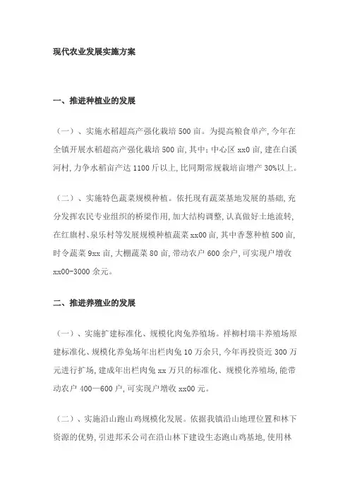 现代农业发展实施方案
