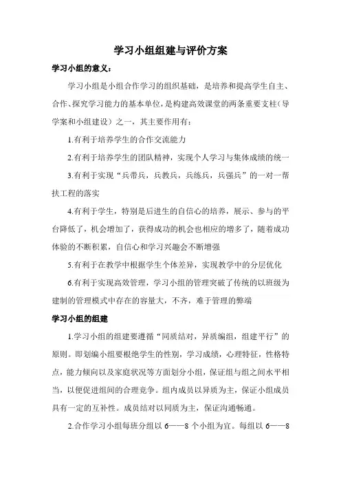 学习小组组建与评价