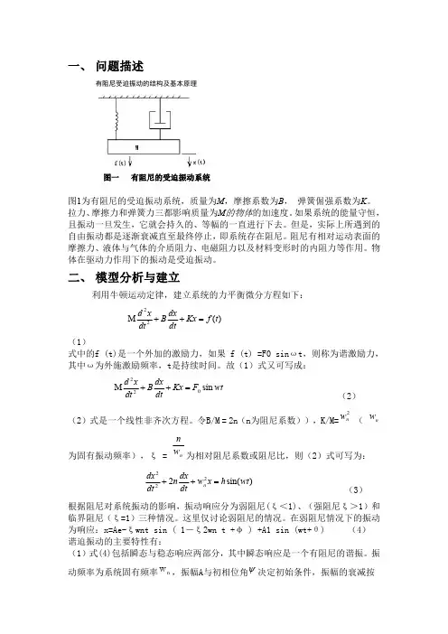MATLAB系统仿真报告——有阻尼受迫振动系统
