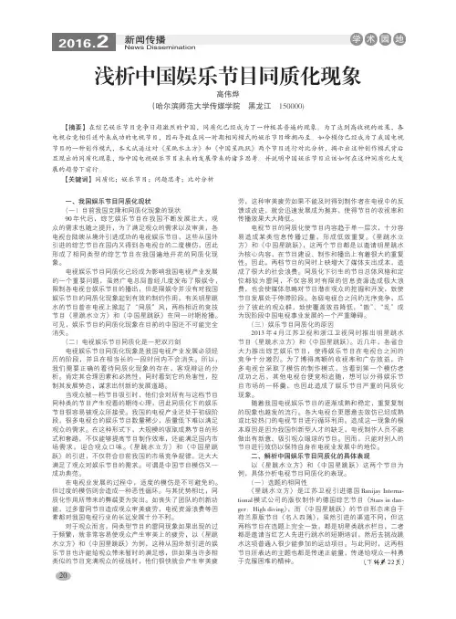 浅析中国娱乐节目同质化现象