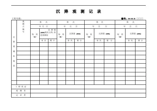 沉降观测记录表格