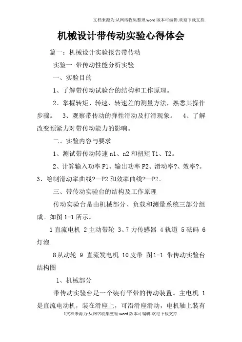 机械设计带传动实验心得体会