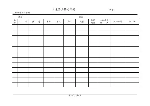 计量器具检定计划