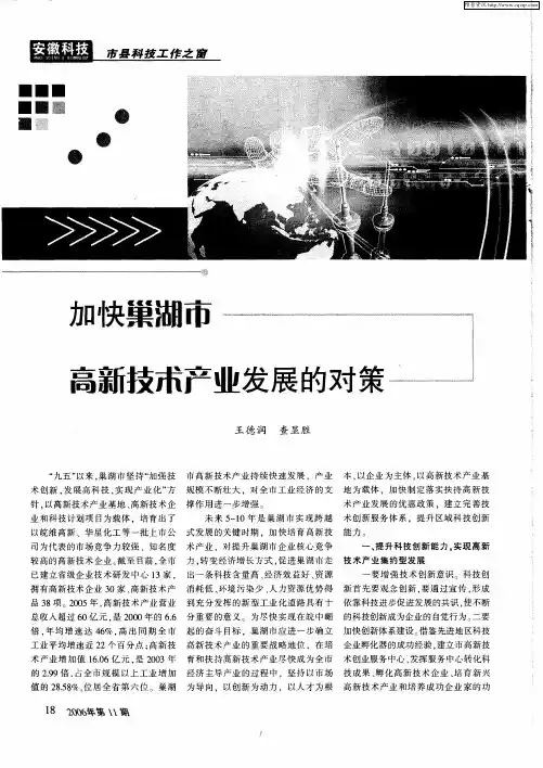 加快巢湖市高新技术产业发展的对策