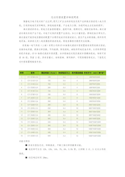 无功补偿装置说明书
