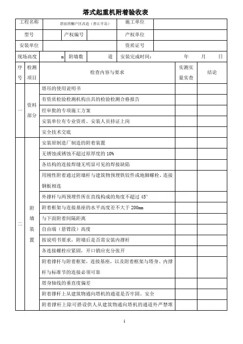 塔吊附着验收记录表