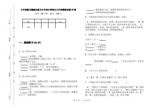 小升初练习题综合复习小升初小学语文小升初模拟试卷IV卷