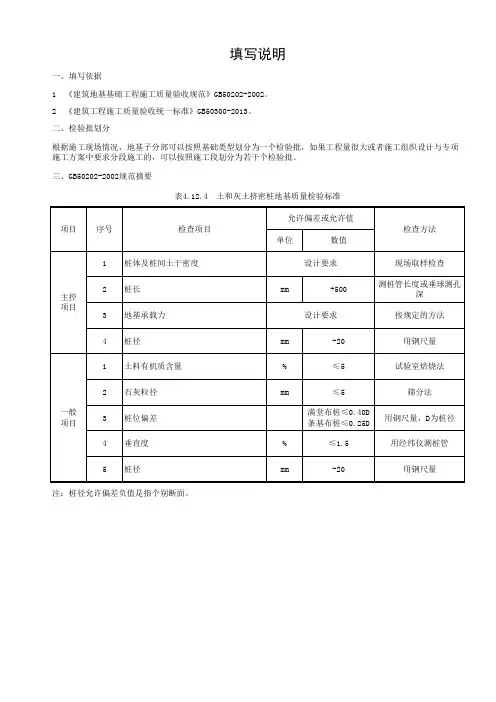 土和灰土挤密桩复合地基 检验批