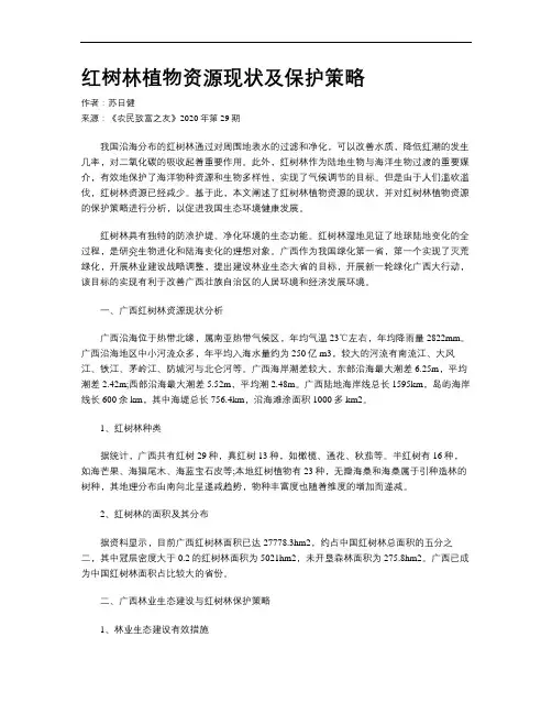 红树林植物资源现状及保护策略