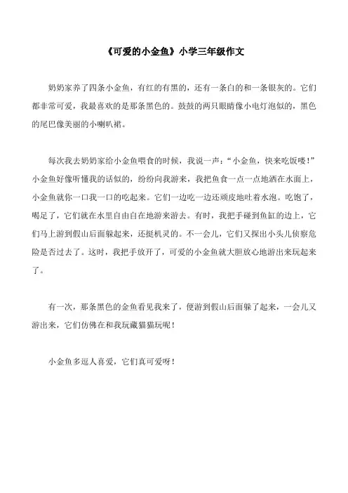 《可爱的小金鱼》小学三年级作文