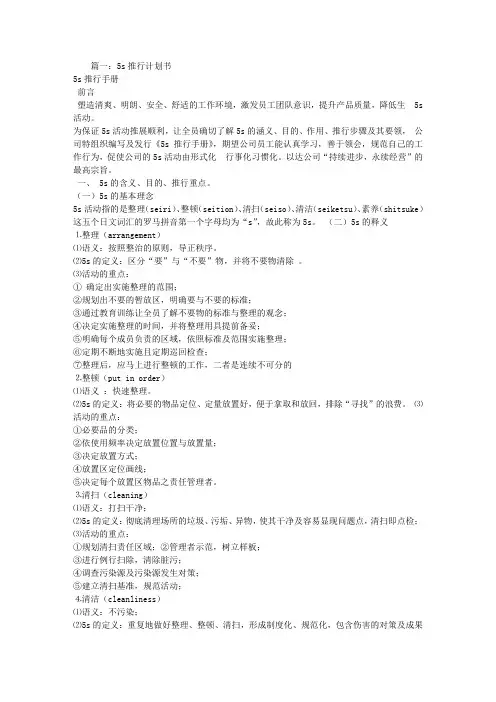 5S计划书